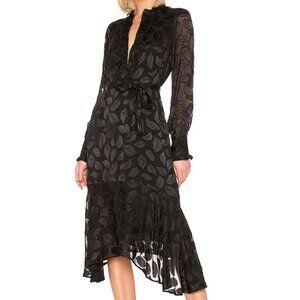 Equipment Palo Dress – Silk Blend Jacquard with Waist Tie - True Black, Size M